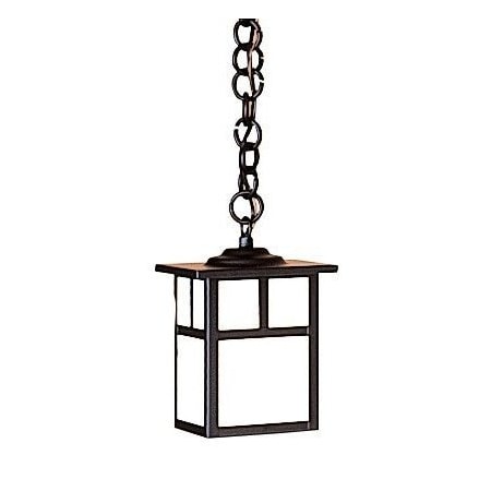Arroyo Craftsman 5" Mission Pendant Without Overlay (Empty), Rustic Brown, Rain Mist Glass MH-5ERM-RB